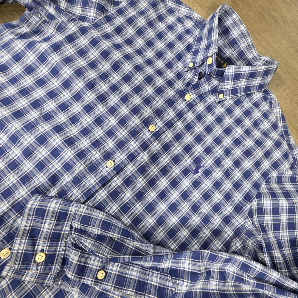 Ralph Lauren Mens Classic Fit Plaid Button Down Shirt Long Sleeve Size M Pony